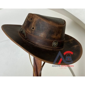Sombrero Vaquero Occidental de Cuero Vacuno de Grano Completo, Resistente, Elegante y Perfecto para Aventuras al Aire Libre, Estilo Occidental, para Hombres y Mujeres - Product Image 1