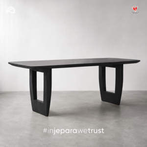 Arjuna Premium Black <b>Solid</b> <b>Wood</b> Dining Table Elegant Office <b>Desk</b> for Home Restaurant Jepara - Product Image 3