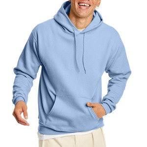 Sudadera con Capucha Azul Claro para Hombre, 100% Algodón, Felpa, Corte Regular, Informal, Otoño, Color Sólido, Diseño con Bolsillos, Sudaderas con Capucha en Oferta - Product Image 1
