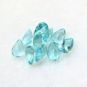 Pierre précieuse en apatite bleue naturelle de 4 mm 6 mm, taille poire facettée, faite à la main, pierre en vrac de haute qualité, apatite originale, fabrication de bijoux, vente - Product Image 2