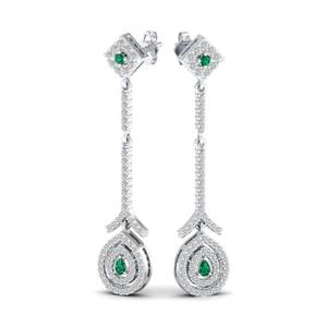 Boucles d'oreilles REYES en or 14 carats avec diamants en forme de goutte d'eau pour femmes, taille poire, 0,09 carat, émeraude, bijoux fins pour mariage, prix de gros - Product Image 5