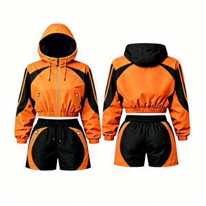 Ensemble de sport urbain 2 pièces pour femme 2026 : T-shirt à capuche à manches longues et short longueur genou, respirant et anti-boulochage - Product Image 3