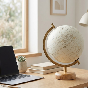 Luxury <b>Desk</b> Globe with Wood Iron & Plastic Stand | Decorative World Map Globe for Office <b>Desk</b>, <b>Study</b> Room & Home Interior - Product Image 3
