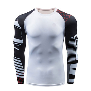 เสื้อรัดรูปผู้ชายคุณภาพสูง ระบายอากาศได้ดี สไตล์สตรีทแวร์ แขนยาว ผลิตจากผ้าสแปนเด็กซ์/โพลีเอสเตอร์ รับผลิตตามสั่ง ขายส่ง - Product Image 1