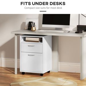 Moderno Armadietto Portadocumenti Bianco in Plastica con Cassetto e Supporto per Stampante, Organizer con Ruote per Soggiorno - Product Image 5