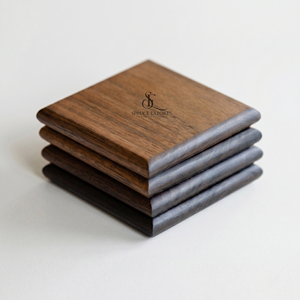 Walnut Wood Handmade Wooden Coaster Set With Cross <b>Stand</b>. Square Shape Premium Wholesale Tabletop Decor For Home & Cafe - Product Image 1