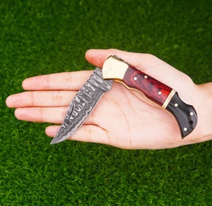 Couteau pliant artisanal en acier Damas de Pasha Enterprises, manche en Micarta, étui en cuir, couteau de survie de haute qualité, couteaux Viking OEM - Product Image 2