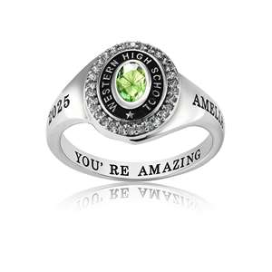 Anillo de Graduación Universitario Personalizado BOJ School Ring 067, Anillo de Colegio Secundario para Ella, con Piedra de Nacimiento, Plata 925, ¡Oferta! - Product Image 5