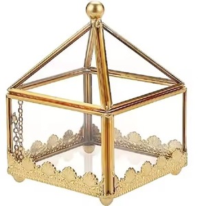 Premium Metal and Glass Jewelry <b>Box</b> Storage Organizer for Rings <b>Earrings</b> Necklace Accessories Home Use - Product Image 5