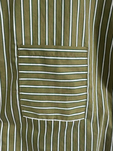 Blusa Holgada a Rayas de Manga Larga, Estilo Ejecutivo, Tela Popelina con Botones, Informal y para el Trabajo, Verde Oliva - Product Image 2