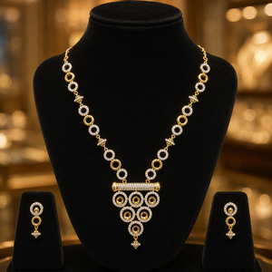 Ensemble de collier en or 14 carats avec diamants, haute brillance, pour femmes, bijoux de luxe pour mariage et fêtes, fabricant en Inde - Product Image 3
