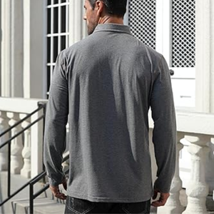 Polo Casual de Manga Larga para Hombre - Camiseta Clásica de Algodón con Botones y Bolsillo, Ligera, para Golf - Product Image 5