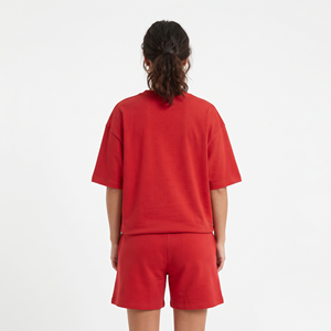 Conjunto de Verano Cómodo y a la Moda para Mujer, Camiseta Holgada de Color Sólido y Pantalones Cortos, Conjunto de 2 Piezas - Product Image 3