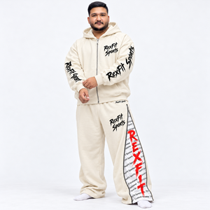 Ensemble de survêtement unisexe Rexfit Sports imprimé sur mesure 300g – Veste polaire zippée et pantalon droit ample pleine longueur avec motif latéral - Product Image 1
