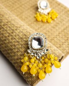 Pendientes de Araña de Lujo en Color Amarillo Pastel con Cuentas, Hechos a Mano, de Aleación de Zinc Chapada en Oro, Joyería Étnica Tradicional para Bodas, para Mujer - Product Image 2