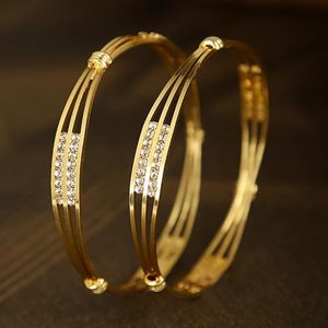 Elegant 14K Gold Plated Classic Crystal Rhinestone Bezel Setting Women's Bangle Set Jewelry <b>Gift</b> - Product Image 4