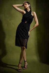 Elegant <b>Gold</b> Sequined Anti-static Polyester Natural Sheath Straight <b>Dress</b> Backless Design Side Slit Mid-Calf <b>Formal</b> Evening Gown - Product Image 5