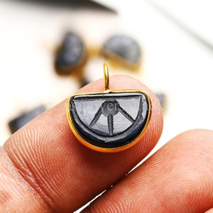 Colgante de Plata de Ley con Baño de Oro Vermeil, con Ónix Negro Natural Tallado en Forma de Fruta Naranja, Amuleto de Joyería con Gema, Colgante de Cristal Curativo, Venta al por Mayor - Product Image 2