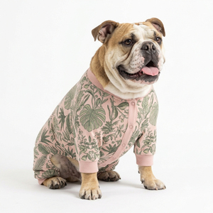 Pink Tropical Leaf <b>Print</b> Dog Jumpsuit Cotton Comfortable All Seasons Pet <b>Clothes</b> - Product Image 4