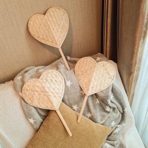 Éventails en raphia de feuilles de palmier 100% naturels, faits à la main, en forme de ronde, en bambou, pour la décoration murale - Product Image 5
