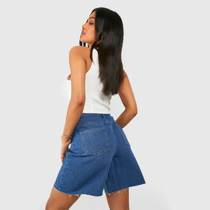 Wholesale Custom Summer Mid Waist Breathable <b>Denim</b> <b>Shorts</b> for <b>Women</b> Hot <b>Shorts</b> OEM Service - Product Image 2