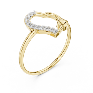Bague d'anniversaire minimaliste en or massif 14K plaqué rhodium avec diamant de laboratoire taille brillant en forme de cœur, couleur DEF, pureté VVS - Product Image 3