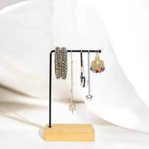 Compact Dual Tier Jewelry Display Stand With Earring Bar Necklace Hooks <b>Bracelet</b> Holder Sturdy Base <b>Smart</b> Organized Vanity - Product Image 6