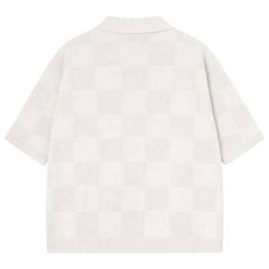 Chemise tricotée à carreaux pour homme, manches courtes, boutonnée, décontractée, légère, pour l'été, vente en gros OEM - Product Image 2