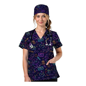 Unisex Classic White Cotton <b>Scrub</b> <b>Sets</b> with Jersey Fabric Needle Detection Professional Medical Nurse Uniform for Hospital Use - Product Image 2