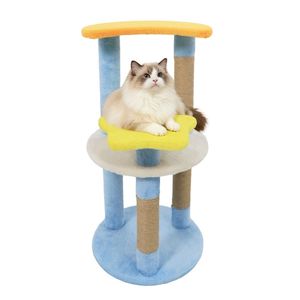 Albero per Gatti a 4 Livelli Blu con Tiragraffi in Juta e Dispositivo Anti-Ribaltamento per Gattini e Gatti Adulti - Divertimento per Arrampicarsi! - Product Image 2