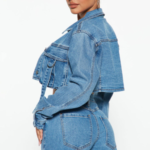 Women's <b>Denim</b> Jeans <b>Jacket</b> 2026 Top Quality Wholesale Ladies Button up Washed <b>Cropped</b> <b>Denim</b> <b>Jackets</b> OEM Serviced - Product Image 6