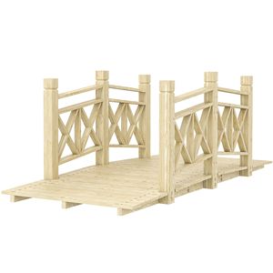 Ponte da Giardino in Legno Naturale da 1,5 m per Laghetti, Fiumi e Corsi d'Acqua nel Cortile, per Paesaggistica e Pavimentazione - Product Image 1