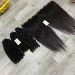 Swiss Lace 13x6 HD Frontal Naturel Droit Birman Bouclés Naturel Cheveux Raides Bundles Trame Extensions Cheveux Humains Bruts Vietnam - Product Image 3