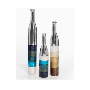 Contemporary Stainless Steel Tabletop Vases Set Handmade Multi Color Striped Design for Indoor Home Decor - Product Image 1