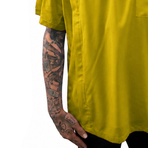 Chemise de travail jaune à manches courtes pour hommes, avec poche poitrine et col, modèle Barber - Product Image 3
