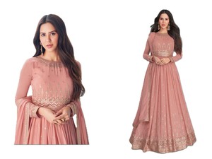 Pink Embroidered Lehenga Choli Women Traditional Floor Length Wedding <b>Dress</b> Indian Pakistani Style Polyester <b>Loose</b> Fit Adult - Product Image 4
