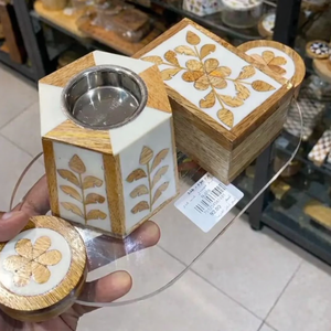 New Arrival Religious Wood Resin Inlay Eco-Friendly <b>Incense</b> Bakhoor Set <b>Box</b> Tray Ramadan Eid Festive Luxury Mubkhar Trendy - Product Image 3
