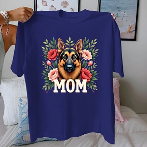 Flores Pastor Alemán con diseño floral Camiseta de mujer de algodón puro ajuste cómodo - Product Image 1
