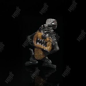 Colgante de Lujo Hip Hop con Diamantes de Moissanita Negros y Dorados, Chapado en Rodio sobre Plata de Ley, Certificado, con Diseño de Animal para Hombre - Product Image 4