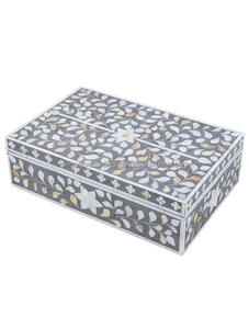 Caja de Joyería Rectangular Moderna Hecha a Mano con Incrustaciones de Madreperla de la Mejor Calidad, con Cierre Magnético |   Artesanías Naturales Premium - Product Image 4
