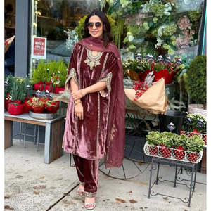 SSR Designer Elegant Brown Women's Party Wear Top-Dupatta and Bottom Set Talla M - Product Image 4