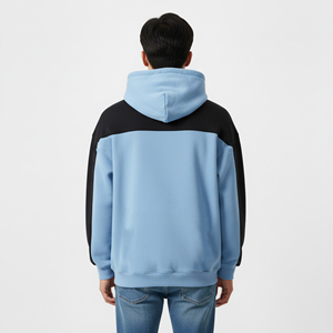 Vente en gros de sweats à capuche pour hommes en molleton 100% coton, surdimensionnés, épais, pour l'hiver, avec broderie 3D, logo personnalisé, sweats à capuche bicolores - Product Image 2