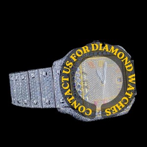 Impresionante Reloj con Esfera Cuadrada de Moissanita Blanca con Incrustaciones de Diamantes, Números Romanos, Fecha Automática, Resistente al Agua, Premium - Product Image 2