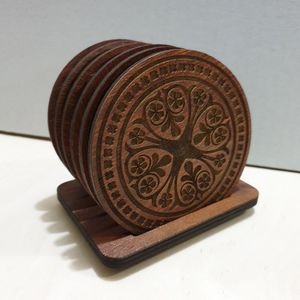 Posavasos Duraderos de MDF Grabados con Láser con Texturas Decorativas, Protección Decorativa para Mesa del Hogar para Uso Promocional - Product Image 6