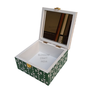 Boîte artisanale en os incrusté de nacre, rangement multifonctionnel pour bijoux, étui décoratif haut de gamme, cadeau, accent décoratif pour la maison - Product Image 2