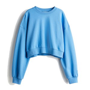 เสื้อสเวตเชิ้ตแขนยาวทรงครอป คอกลม ไหล่ตก สไตล์ลำลอง สปอร์ต ใส่ได้ในฤดูหนาว ผ้าฝ้าย 100% สำหรับผู้หญิง - Product Image 2