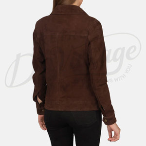 New Women's Brown <b>Suede</b> Panel Bomber <b>Jacket</b> High Quality Leather <b>Suede</b> Biker <b>Jacket</b> rugged soft <b>suede</b> leather <b>jacket</b> for women - Product Image 5