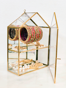 Elegant Glass Jewelry Organizer Decorative Storage Case Glass Jewelry Box with <b>Hinged</b> Lid Premium Organizer - Product Image 5