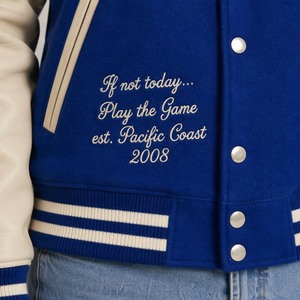 Chaqueta Varsity de Béisbol con Logotipo Personalizado de Alta Calidad, Estilo Vintage, para Hombre, Bordada, de Lona, Resistente al Viento, con Diseño Gráfico - Product Image 4