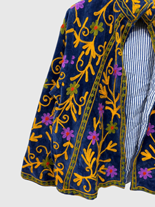 Veste en velours brodée à la main avec des motifs floraux, col mandarin, manches longues, taille plus, vêtements d'hiver pour adultes, style élégant - Product Image 5